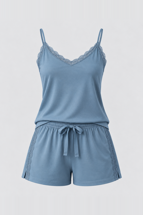 SEA LA VIE WOMEN'S SUSPENDED SHORTS SET HARBOR BLU