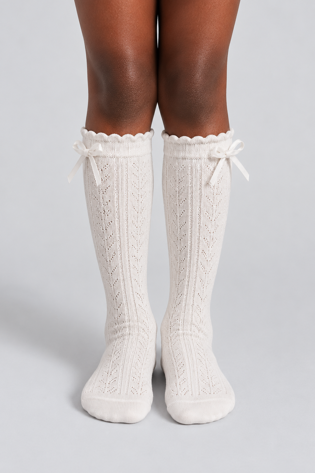 CHILDREN'S KNEE SOCKS WITH BOW ACCESSORIES WHITE