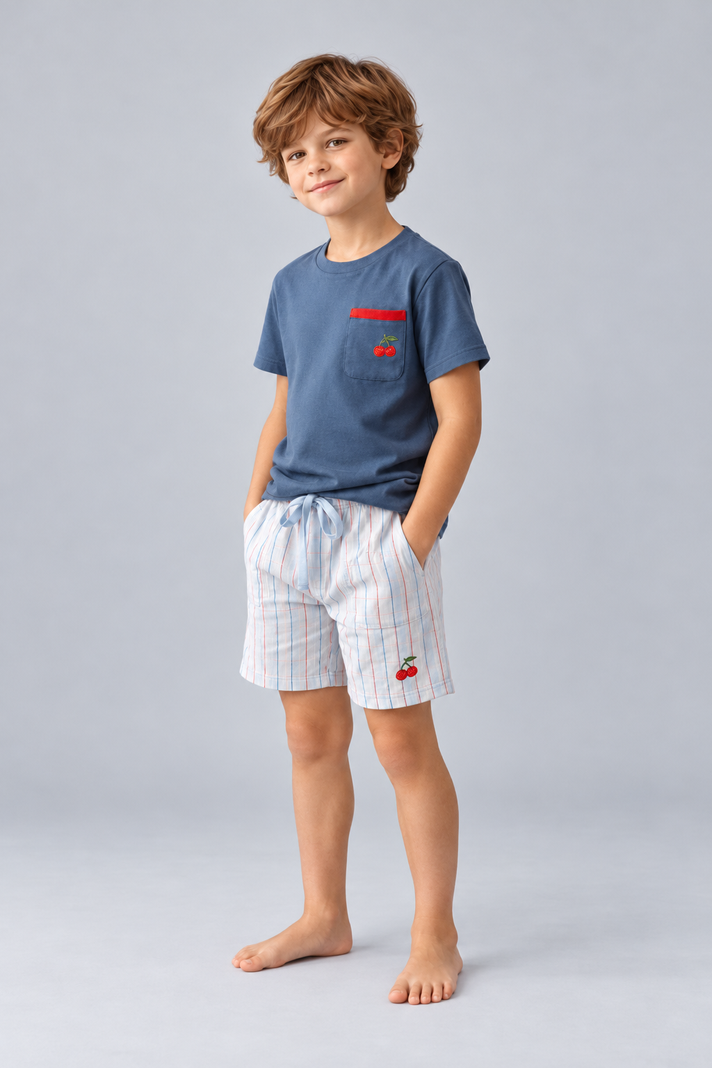 MEDITERRANEAN CHERRY BOYS SHORTS SET NAVY