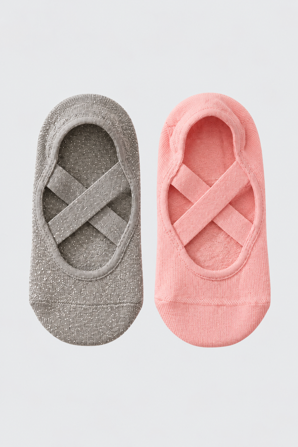 2PCK ASTA YOGA KIDS INVISIBLE SOCKS PINK-SILVER