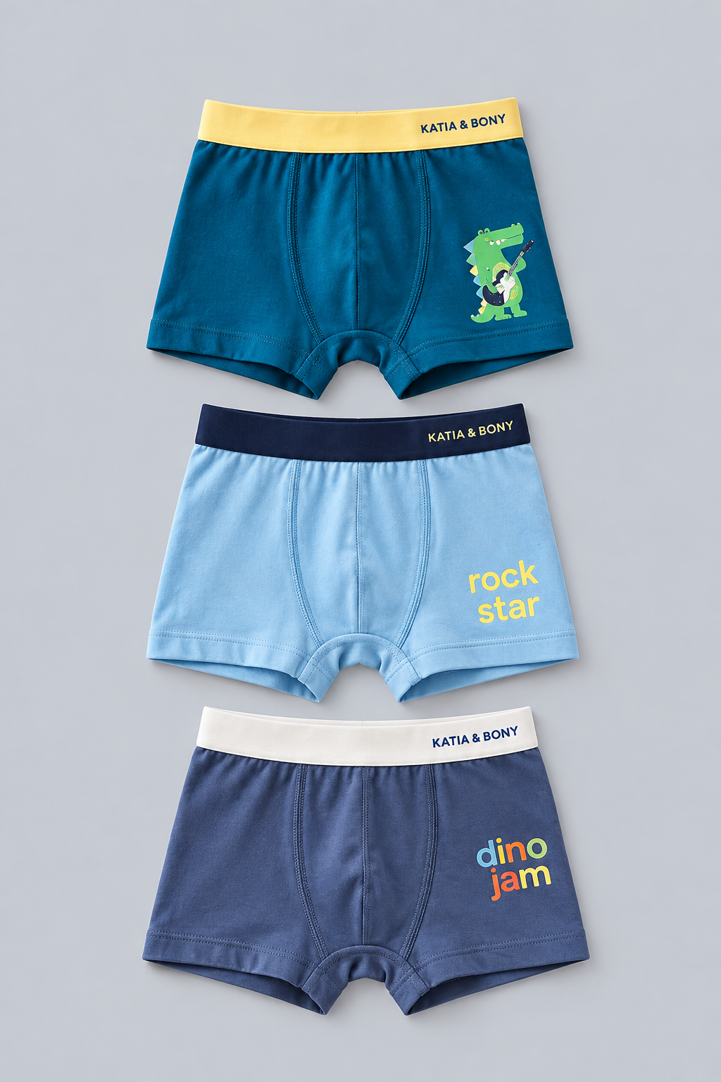 3PCK Crocodile Pattern Boys' Boxed Boxer Shorts BLUE