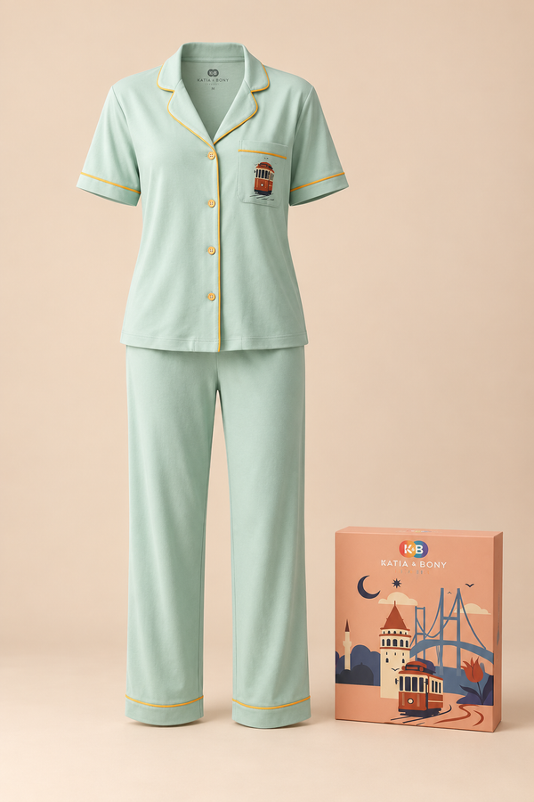 ISTANBUL TRAIN WOMEN'S PAJAMA SET GREEN