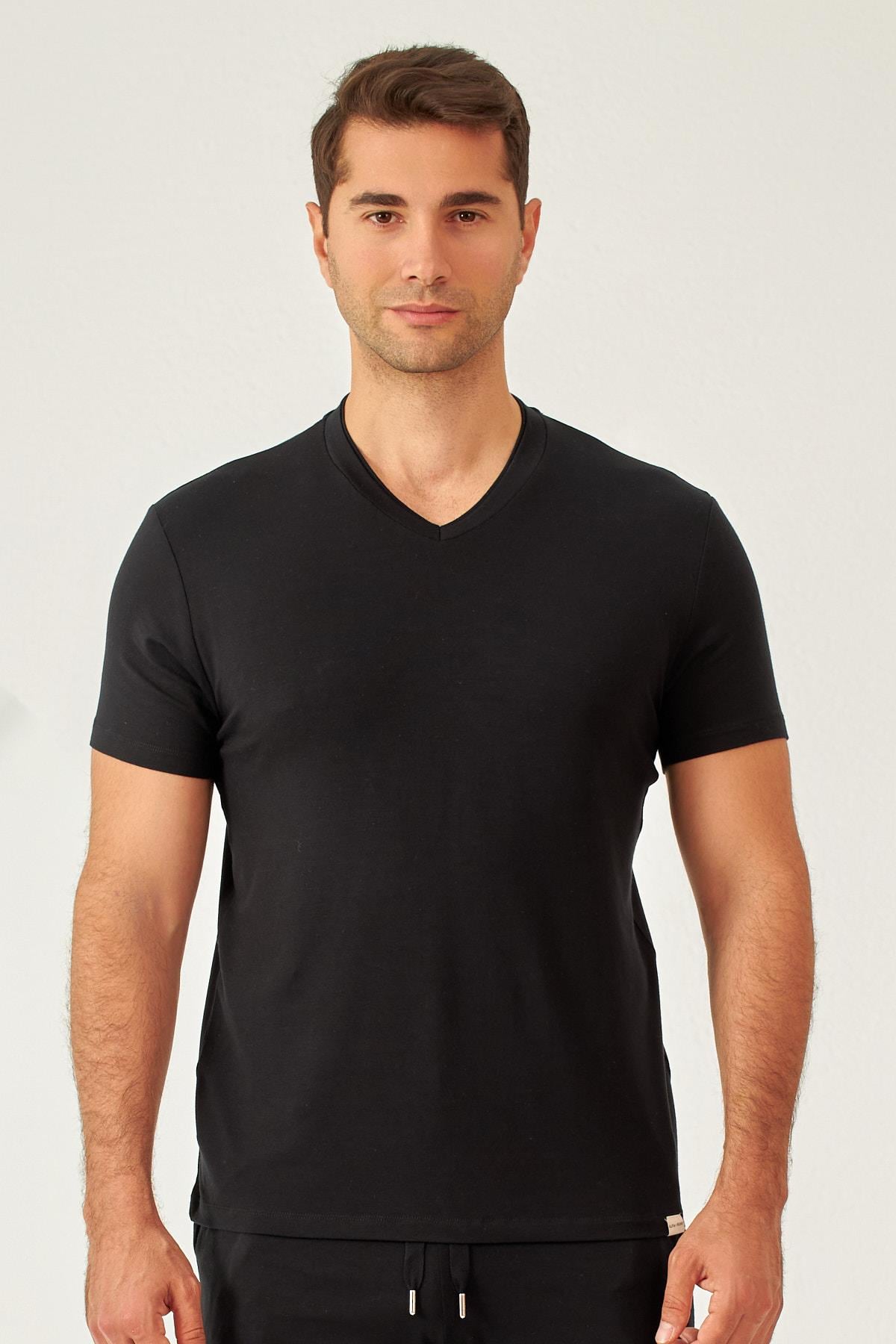 SILVER V YAKA MEN PYJAMAS TOP BLACK