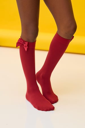 KIDS KNEE SOCKS WITH ACCESSORIES DARK BORDEAUX