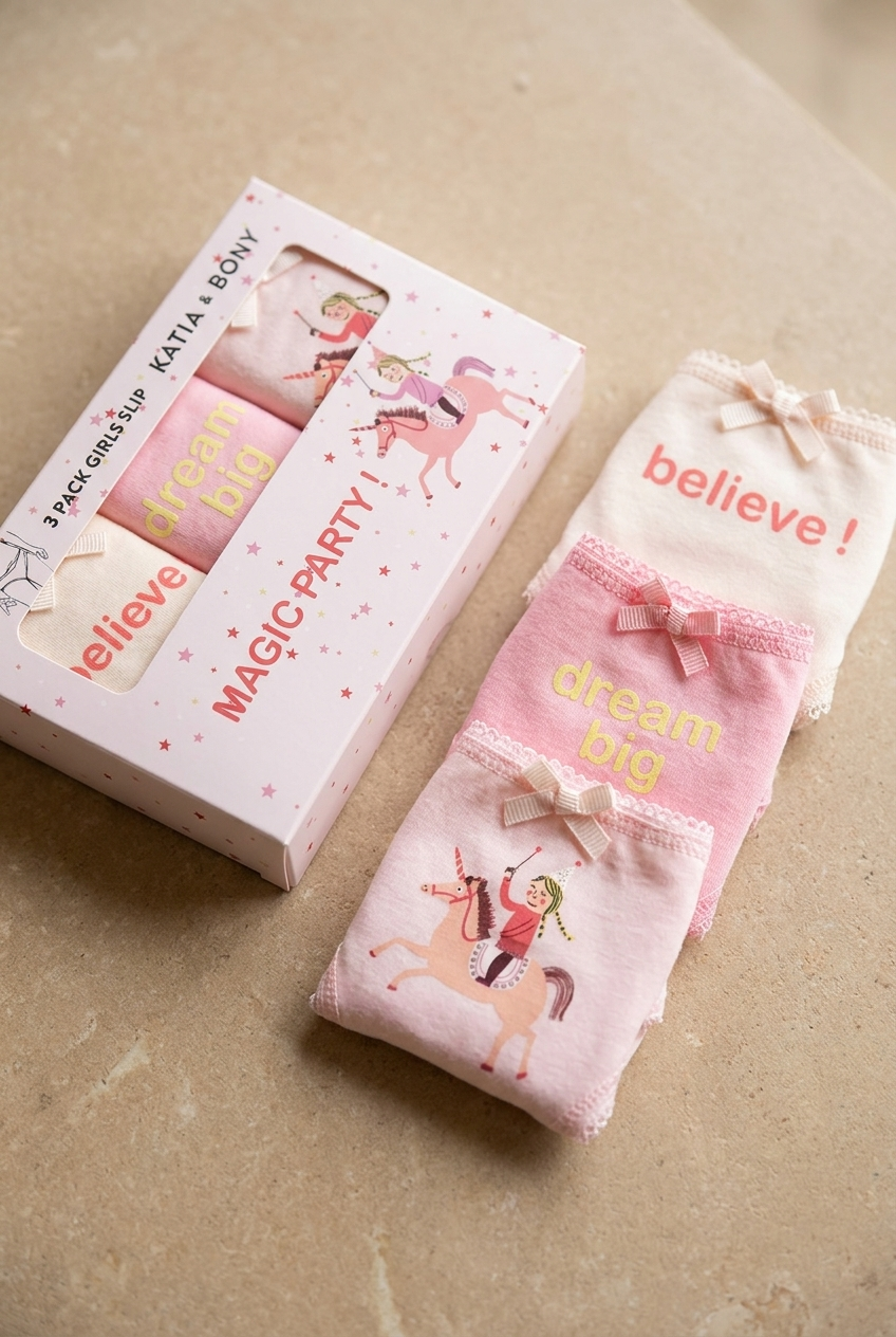3-PACK UNICORN GIRLS' BOXED BRIEFS PINK