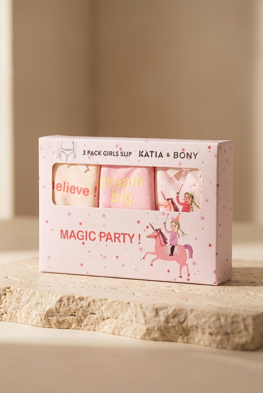 3-PACK UNICORN GIRLS' BOXED BRIEFS PINK