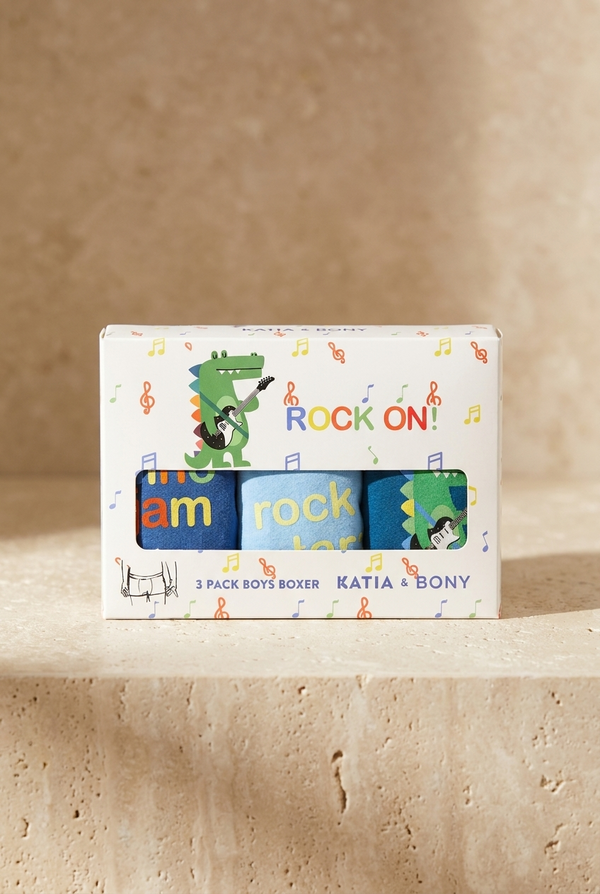 3PCK Crocodile Pattern Boys' Boxed Boxer Shorts BLUE