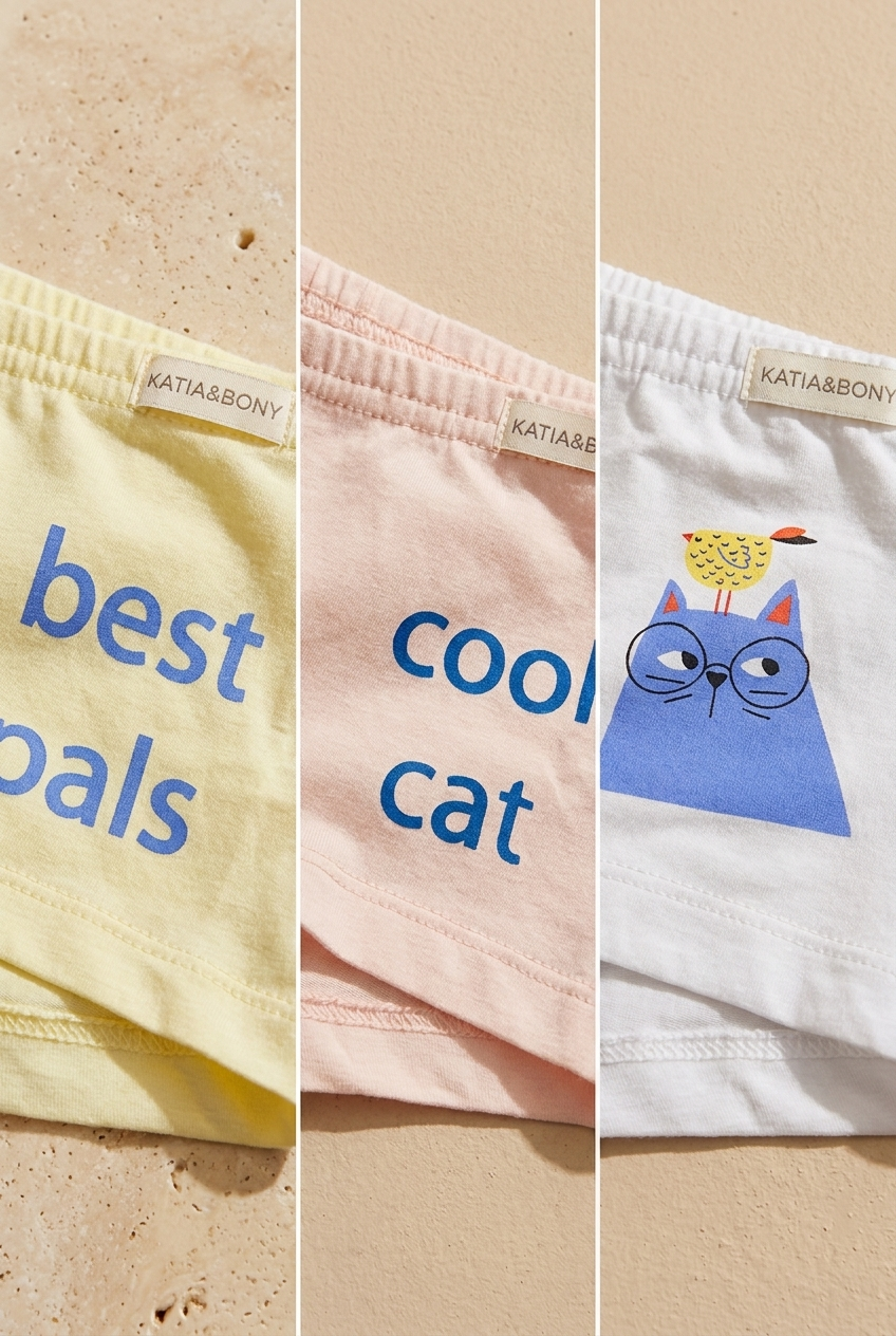 3PCK CAT DESIGN GIRL'S BOXER SHORTS PINK