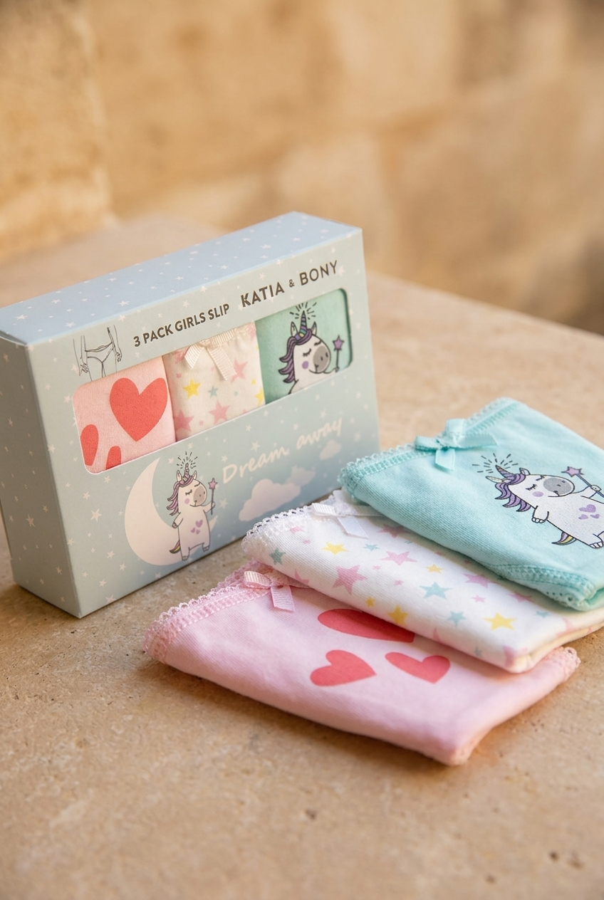 3PCK Patterned Girl's Boxed Slip MINT