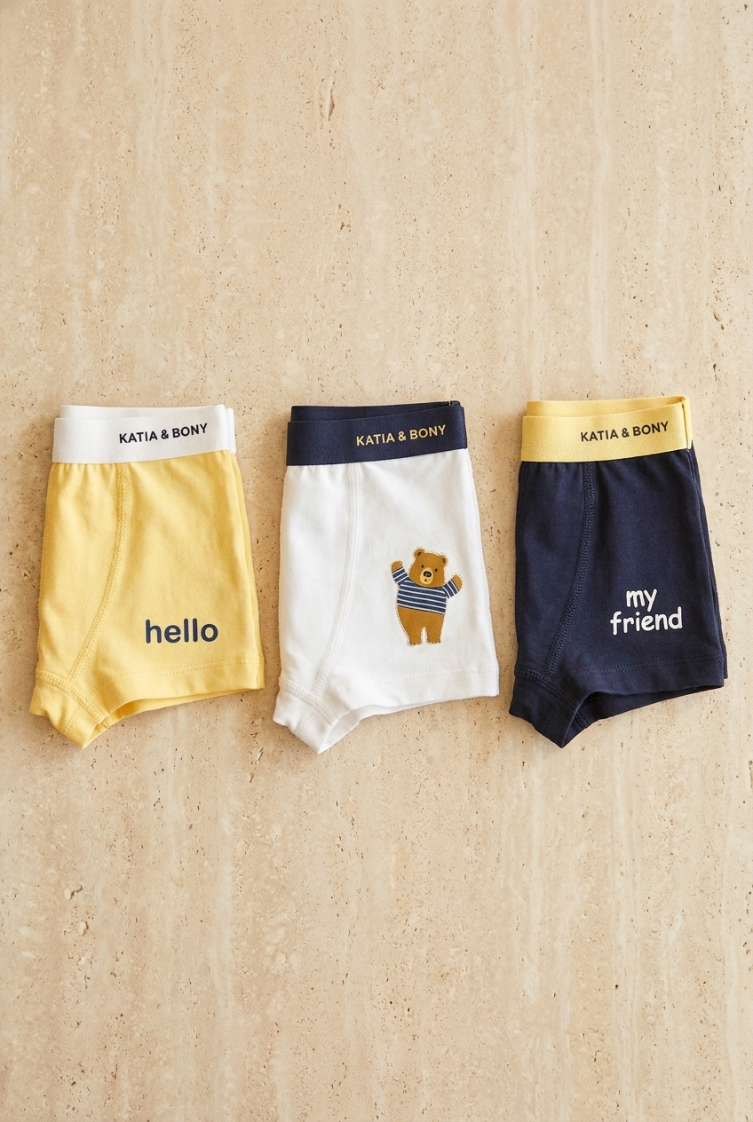 3PCK TEDDY BOY'S BOXER SHORTS YELLOW
