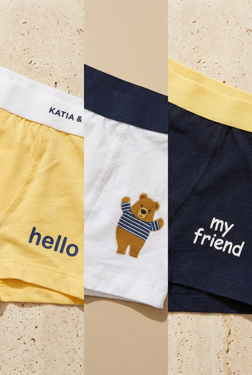 3PCK TEDDY BOY'S BOXER SHORTS YELLOW