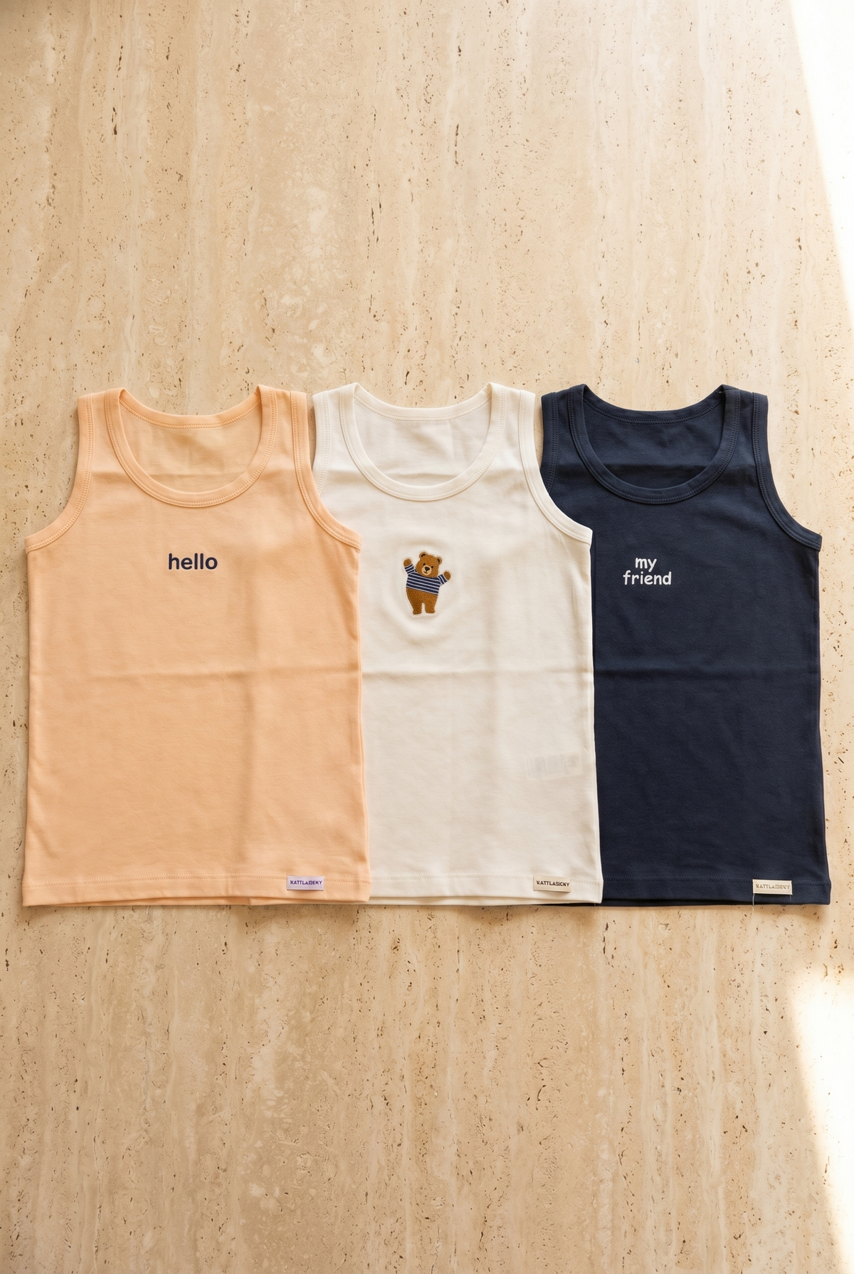 3PCK TEDDY CHILDREN'S BOXED TANK TOP YELLOW