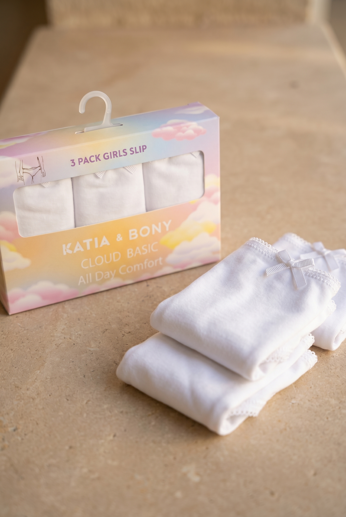 3PCK BASIC BOXED GIRL'S SLIP WHITE