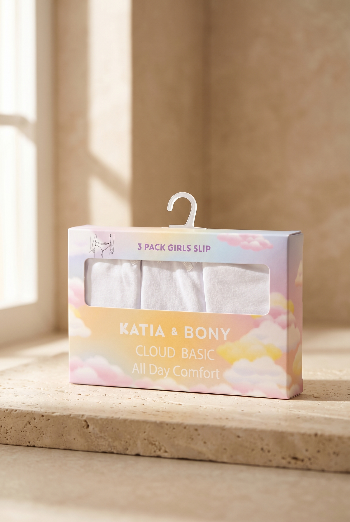 3PCK BASIC BOXED GIRL'S SLIP WHITE
