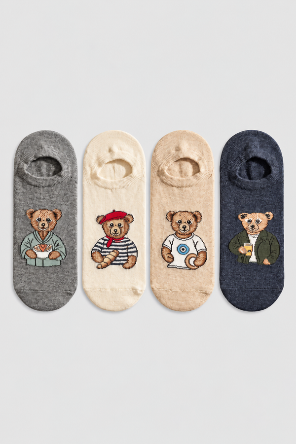 4PCK TEDDY UNISEX INVISIBLE SOCKS MIX