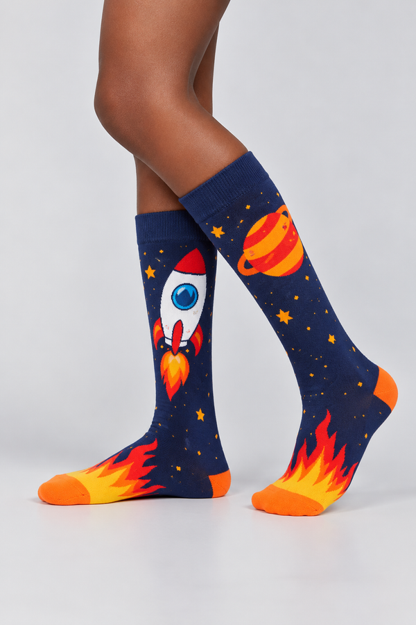 SPACE PATTERNED CHILDREN'S KNEE SOCKS MIX
