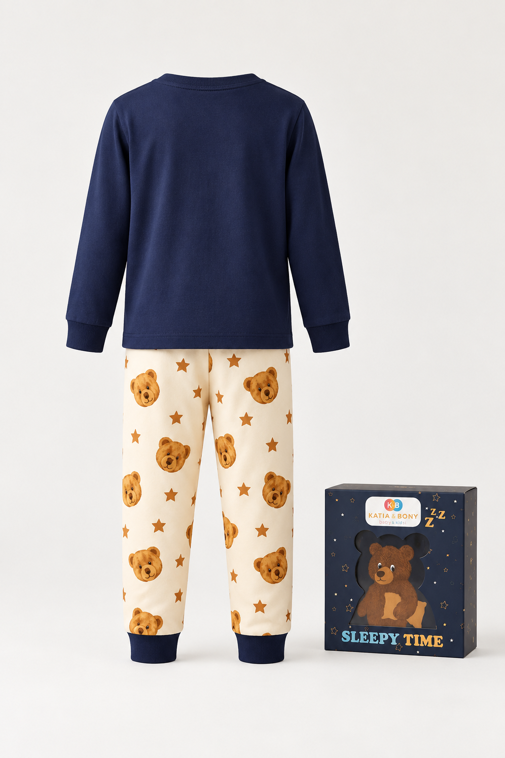 TEDDY SLEEPER BOXED BOYS PYJAMAS SET NAVY