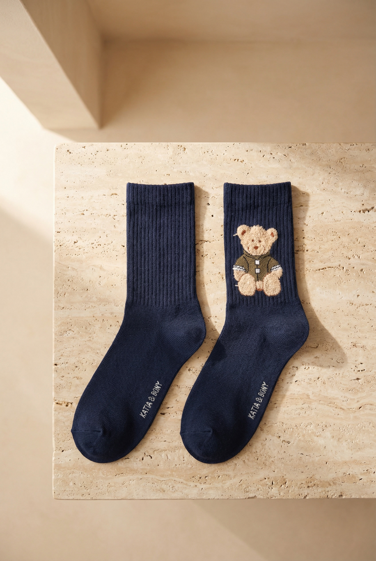 TEDDY PATTERNED UNISEX SOCKS NAVY