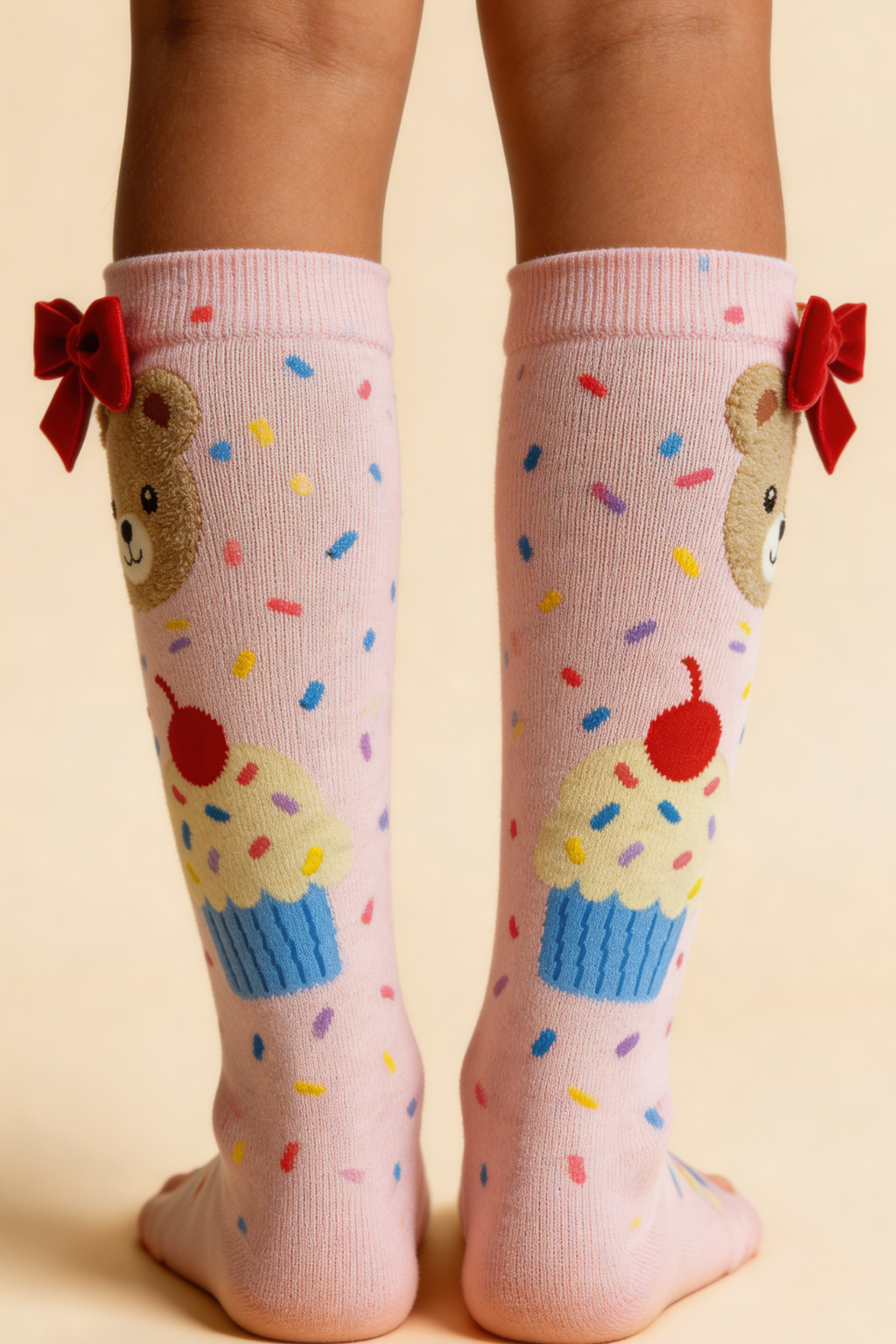 CUP CAKE TEDDY CHILDREN'S KNEE SOCKS MIX