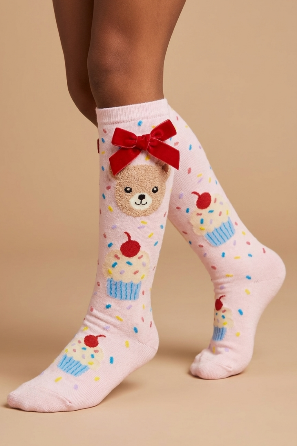 CUP CAKE TEDDY CHILDREN'S KNEE SOCKS MIX