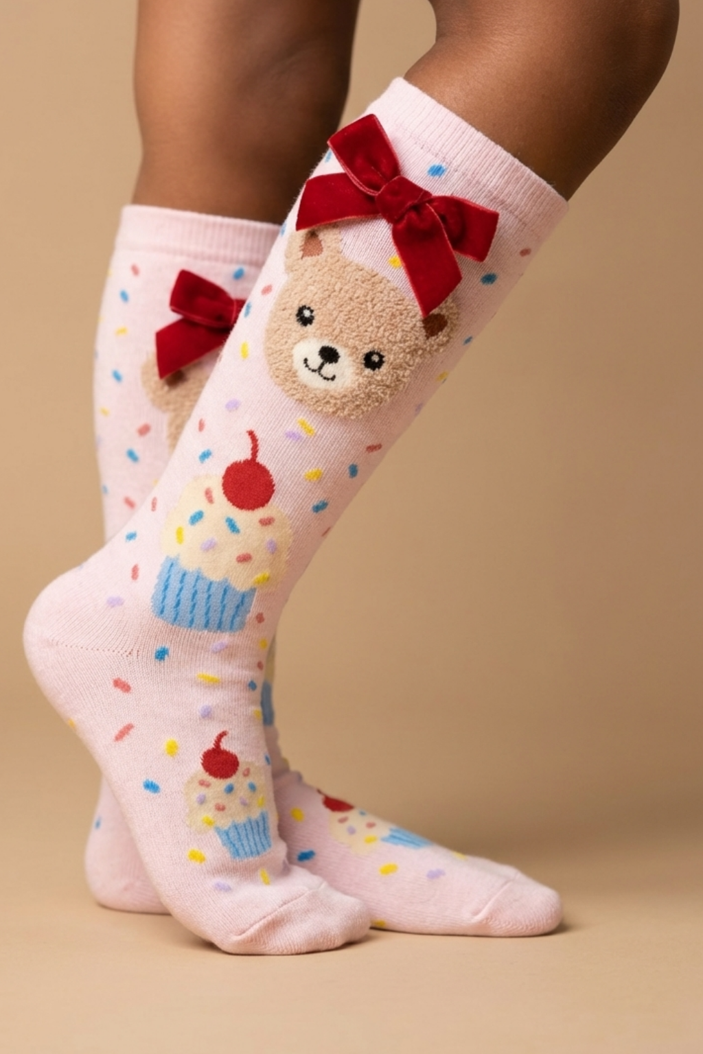 CUP CAKE TEDDY CHILDREN'S KNEE SOCKS MIX