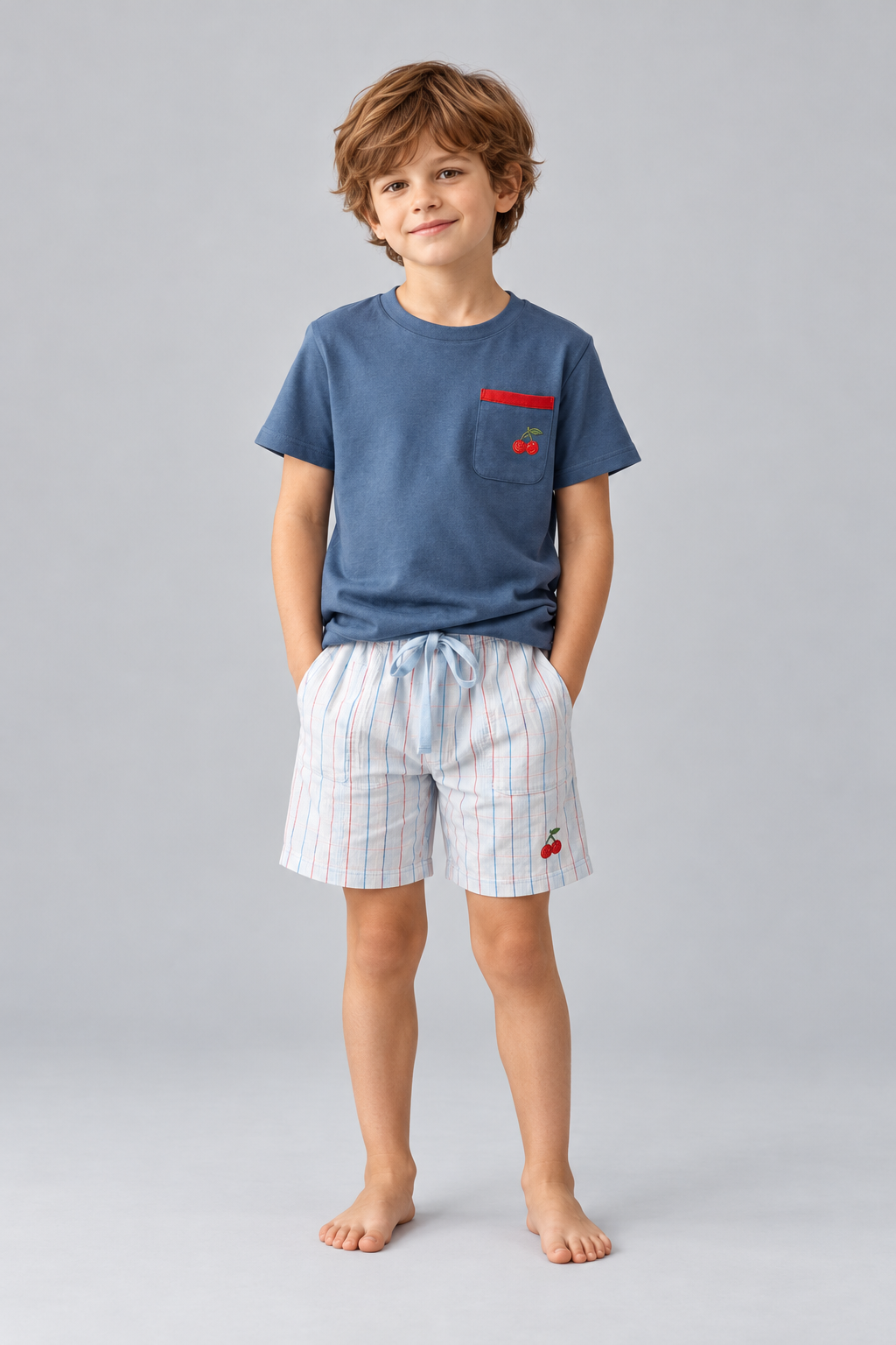 MEDITERRANEAN CHERRY BOYS SHORTS SET NAVY