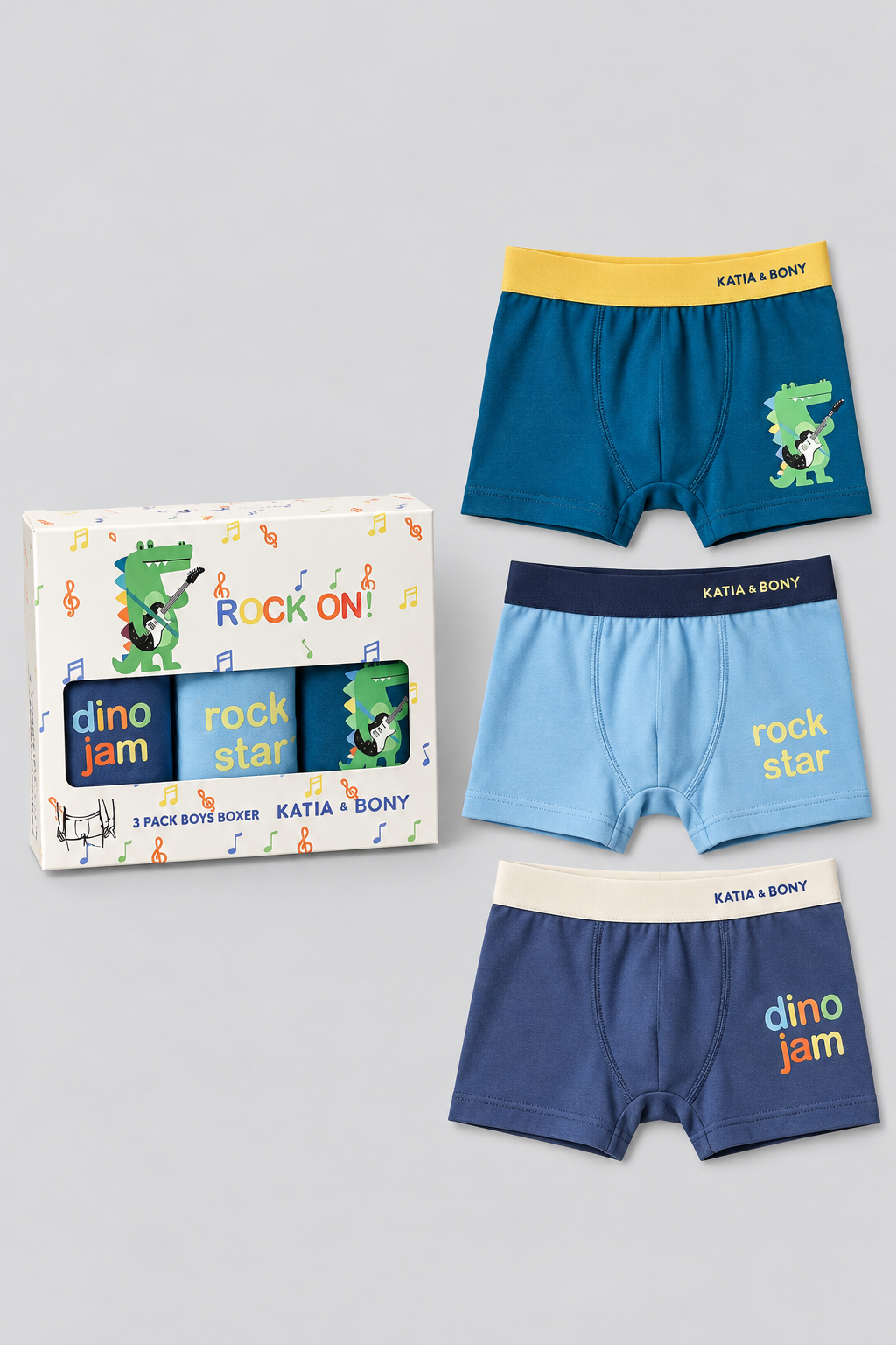 3PCK Crocodile Pattern Boys' Boxed Boxer Shorts BLUE