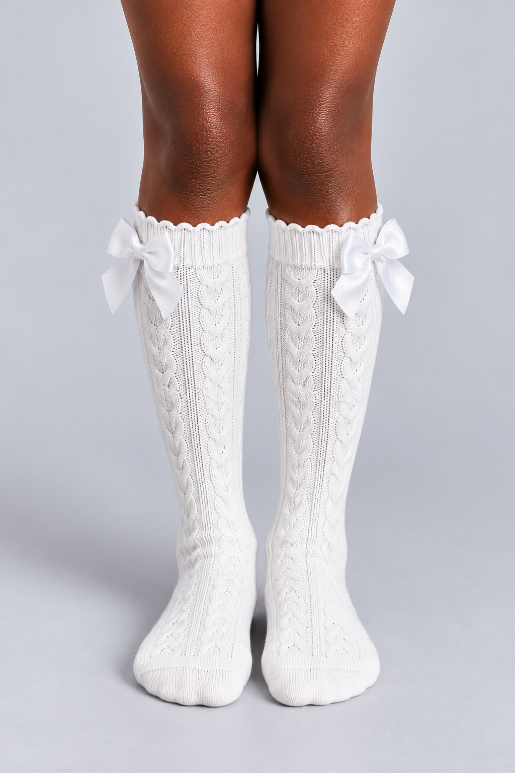 HEART EMBROIDERED CHILDREN'S KNEE SOCKS WHITE
