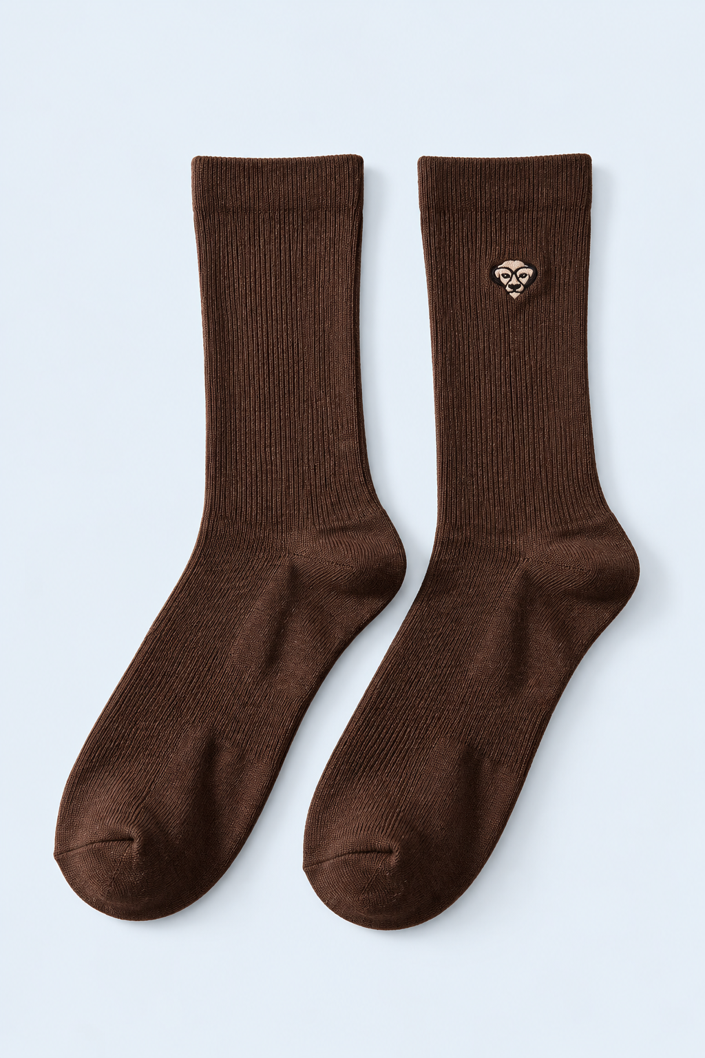 EMBROIDERED UNISEX ANKLE SOCKS BROWN MEL.