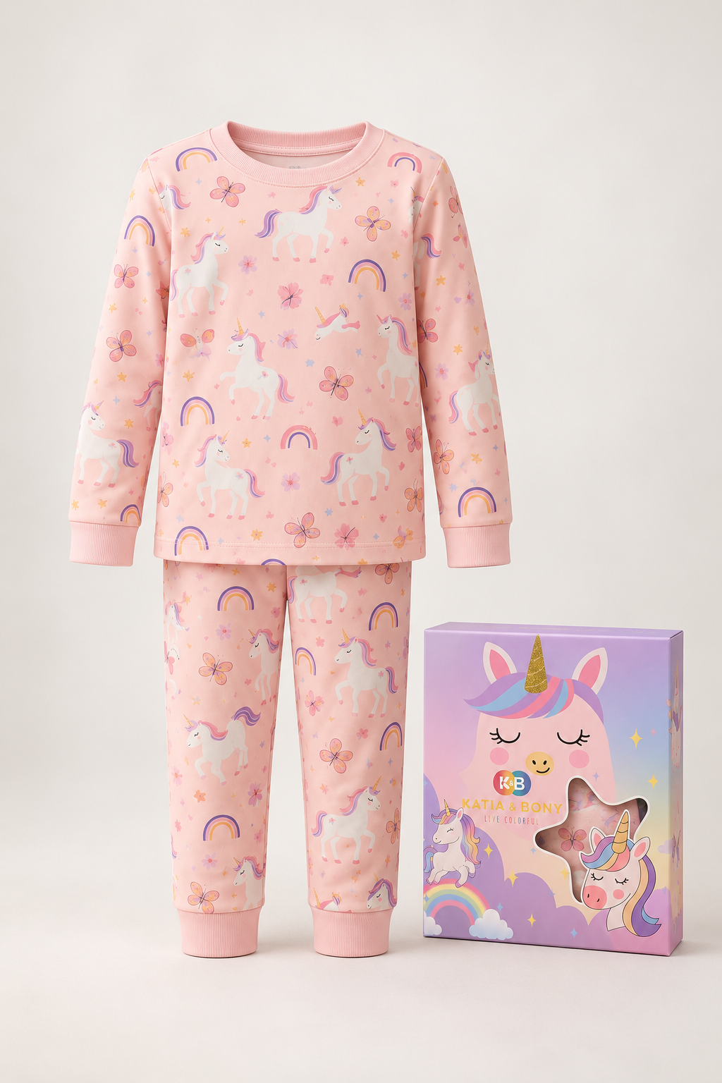 GIRLS' BOXED UNICORN PYJAMA SET - PINK