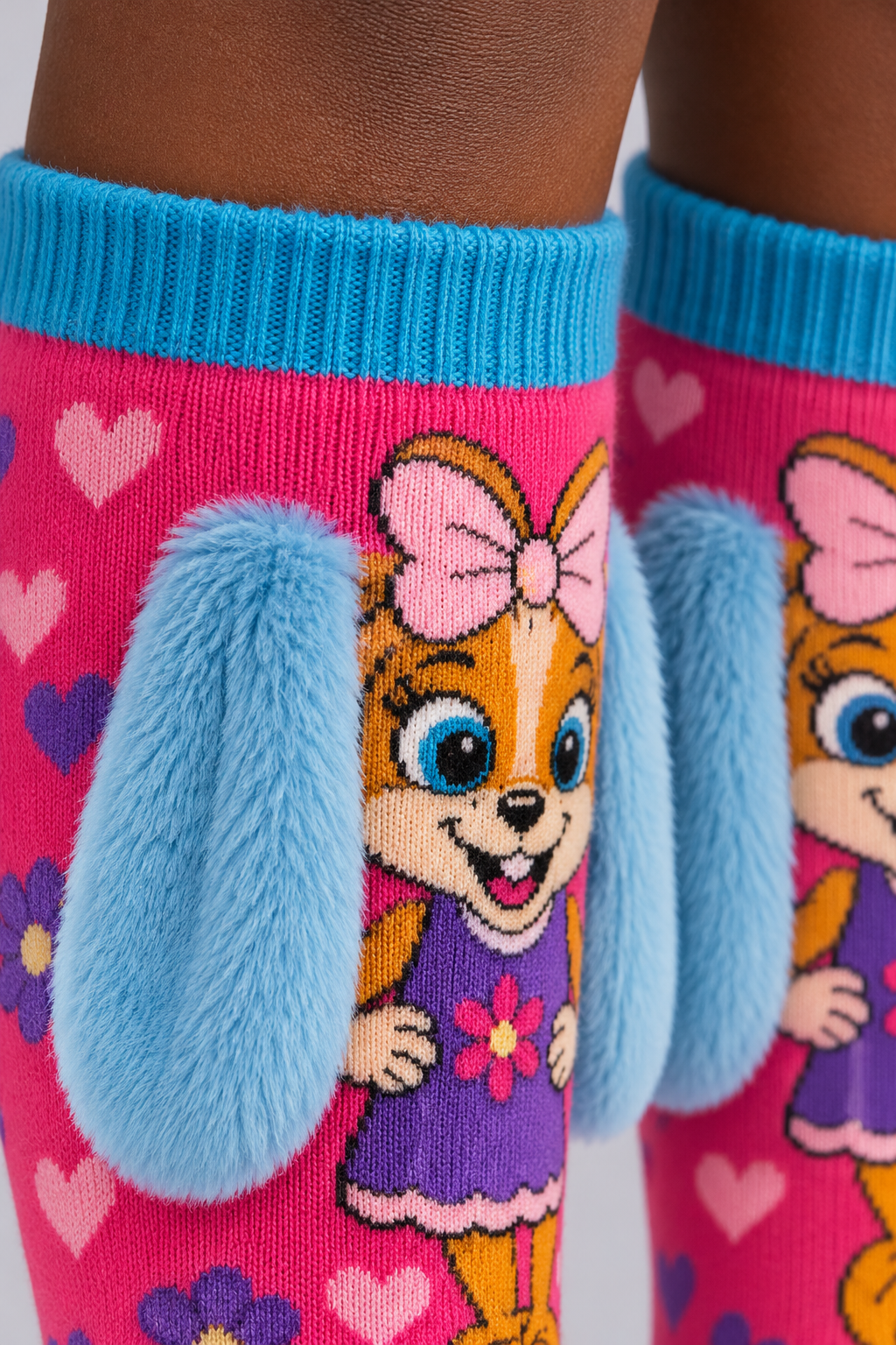 DOG KIDS KNEE HIGH SOCKS WITH EAR ACCESSORIES MIX