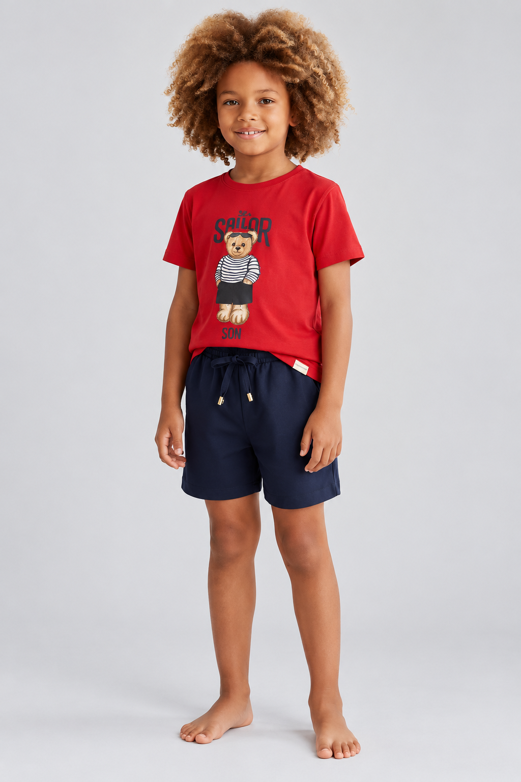 SAILOR TEDDY BOYS’ SHORTS SET RED