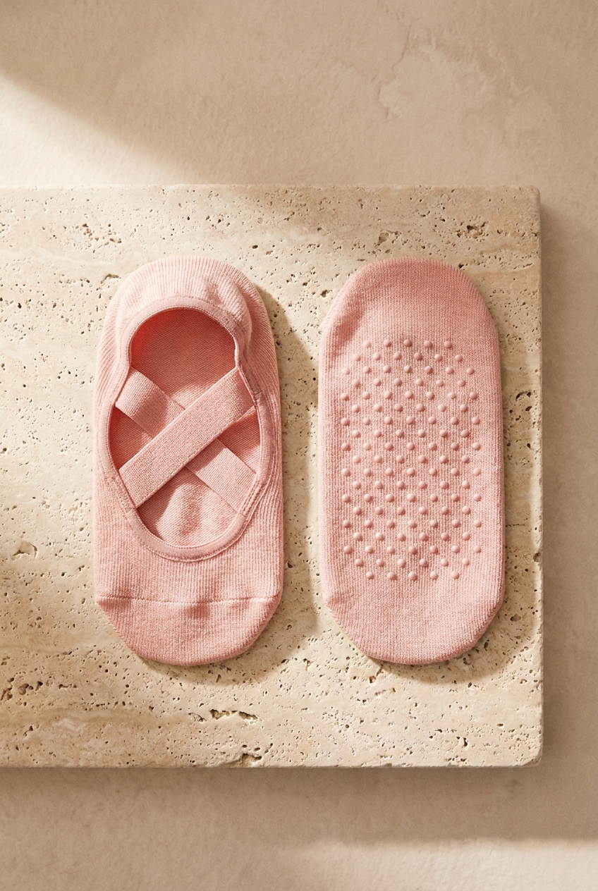 2PCK ASTA YOGA KIDS INVISIBLE SOCKS PINK-SILVER