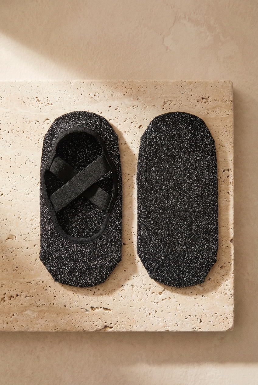 2PCK ASTA YOGA KIDS INVISIBLE SOCKS BLACK-SHINY BLACK
