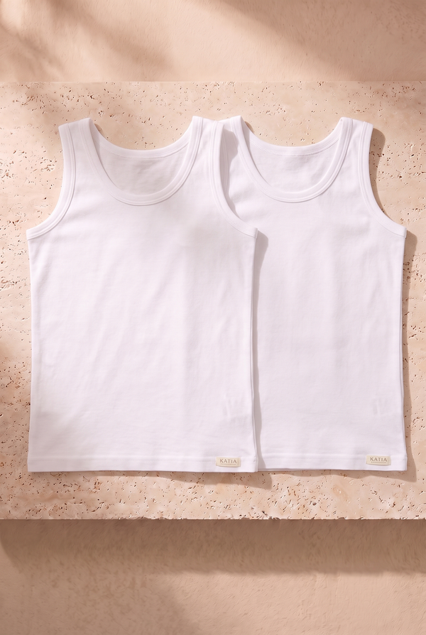 2PCK BASIC RIBBED BOYS' UNDERSHIRT WHITE