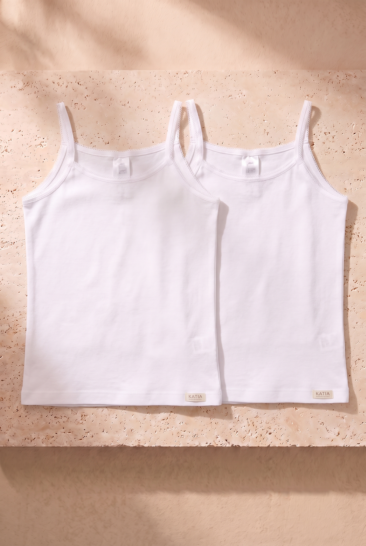 2PCK BASIC RIBBED GIRLS' UNDERSHIRT WHITE