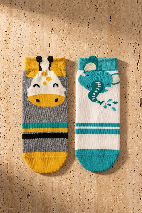 2PCK ANIMAL PATTERNED CHILDREN'S SOCKS MIX
