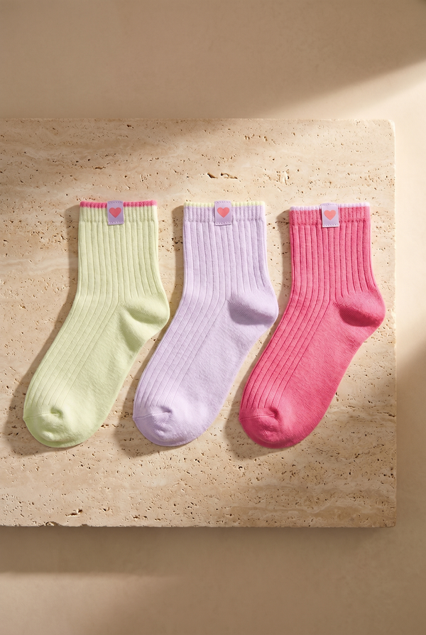 3PCK FAIRYTALE WOMEN SOCKET SOCKS PINK-GREEN-LILAC