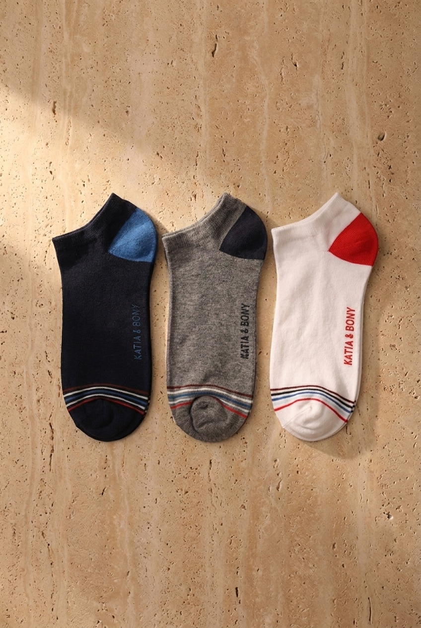 3PCK RETRO MEN STEP SOCKS WHITE/NAVY/GREY