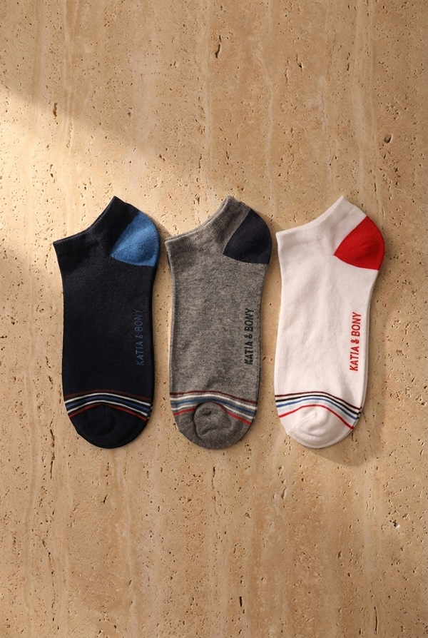 3PCK RETRO MEN STEP SOCKS WHITE/NAVY/GREY