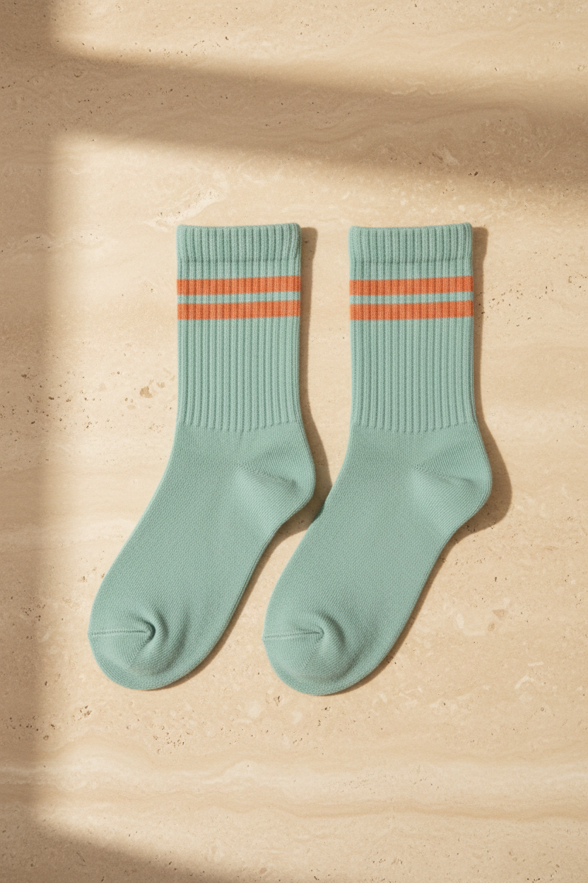 3PCK STRIPED GIRLS SOCKET SOCKS MINT MIX