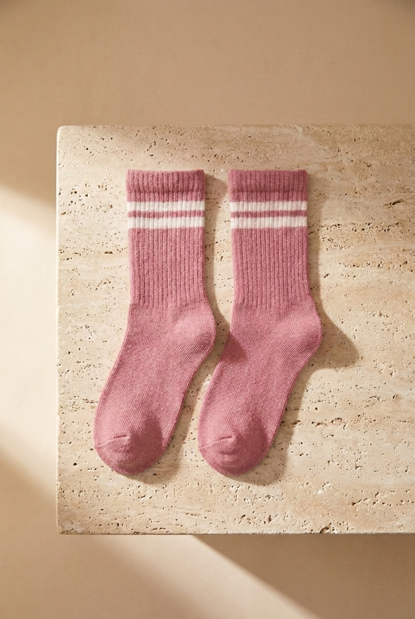 3PCK STRIPED GIRLS SOCKET SOCKS PINK MIX