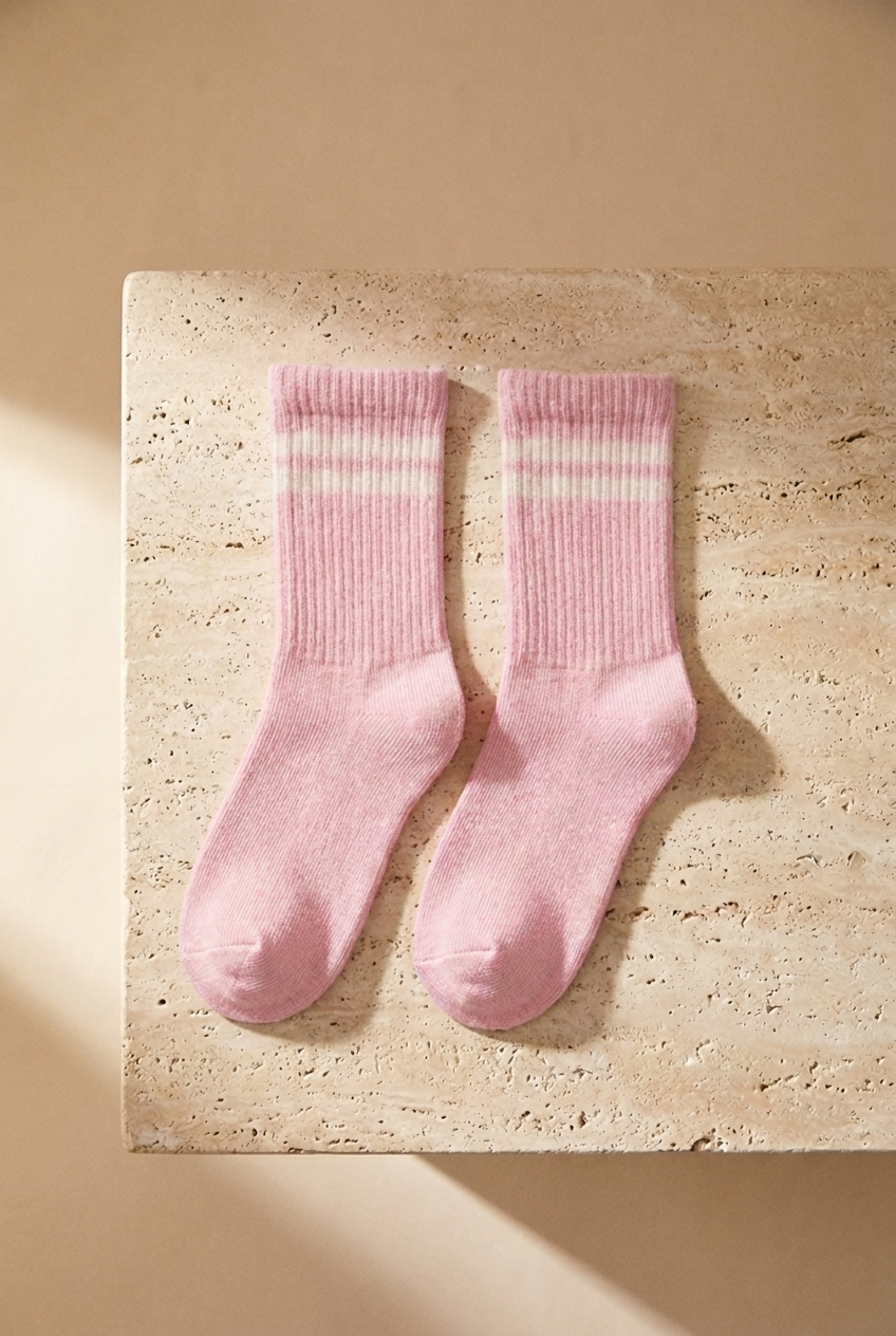 3PCK STRIPED GIRLS SOCKET SOCKS PINK MIX
