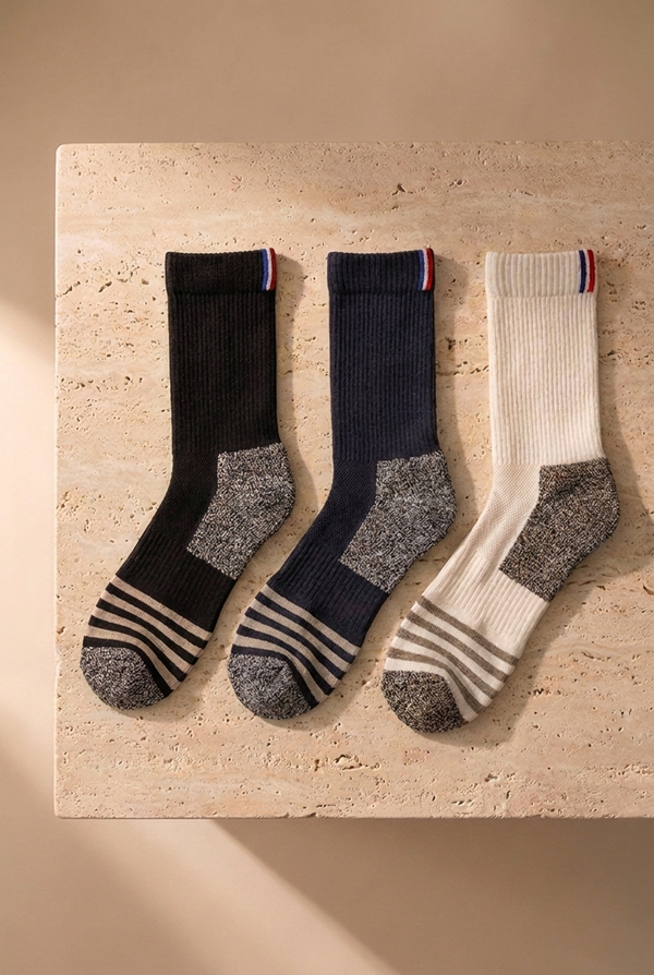 3PCK UNISEX SHAFTLESS GOLF SOCKET SOCKS BLACK/WHITE/NAVY
