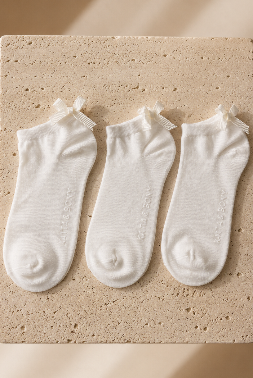 3PCK SOFT BAMBOO GIRLS STEP SOCKS WHITE-WHITE-WHITE