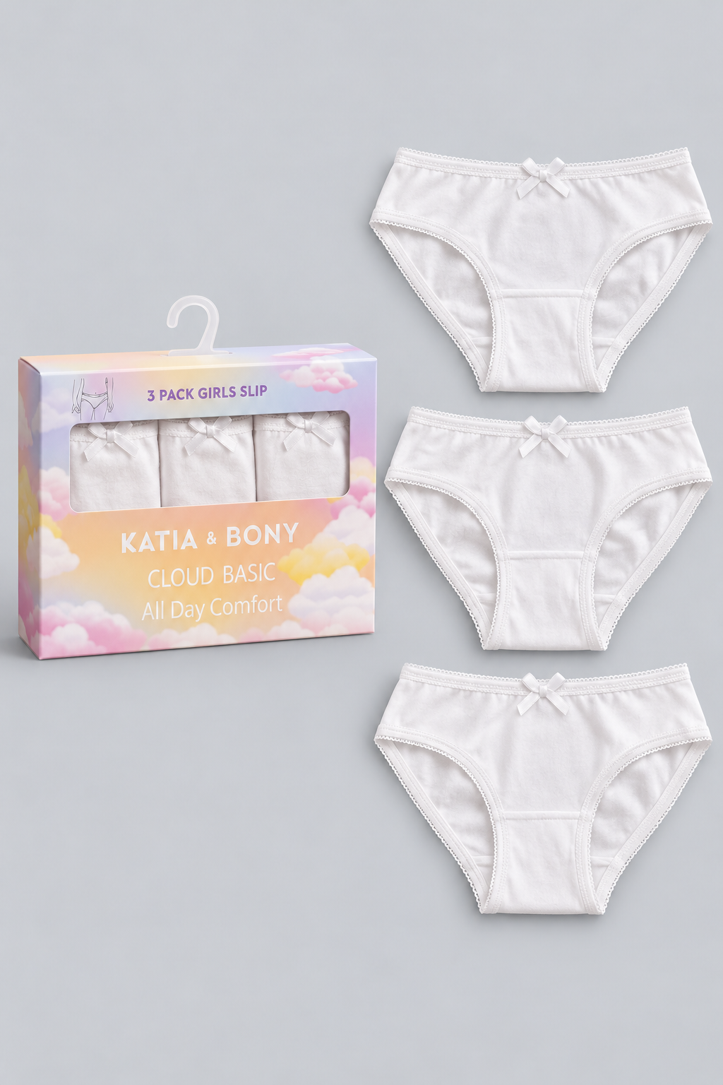 3PCK BASIC BOXED GIRL'S SLIP WHITE