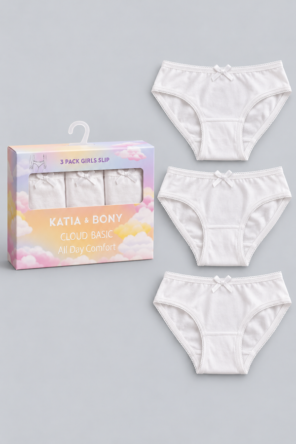 3PCK BASIC BOXED GIRL'S SLIP WHITE
