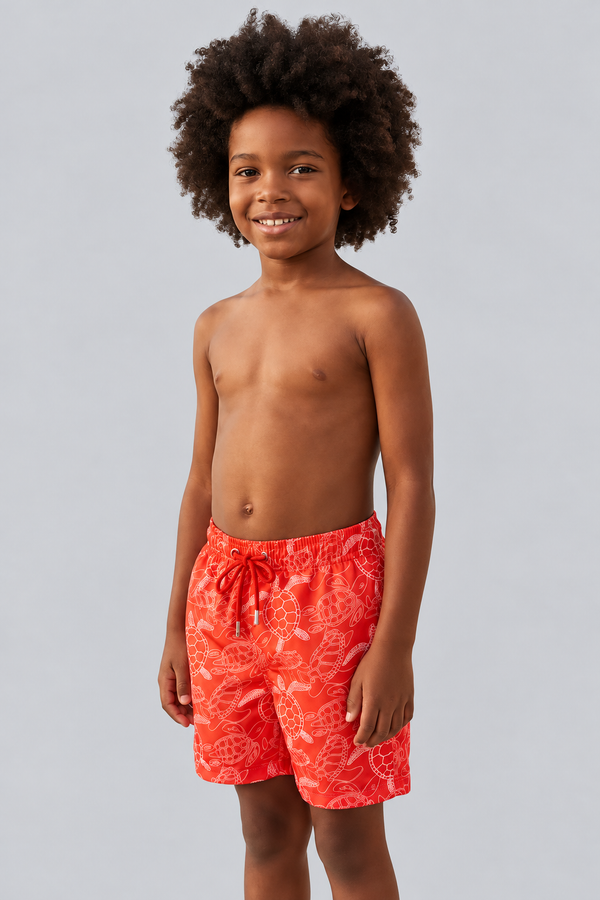 MEDITERRANEAN TURTLE BOY'S SWIM SHORTS CORAL