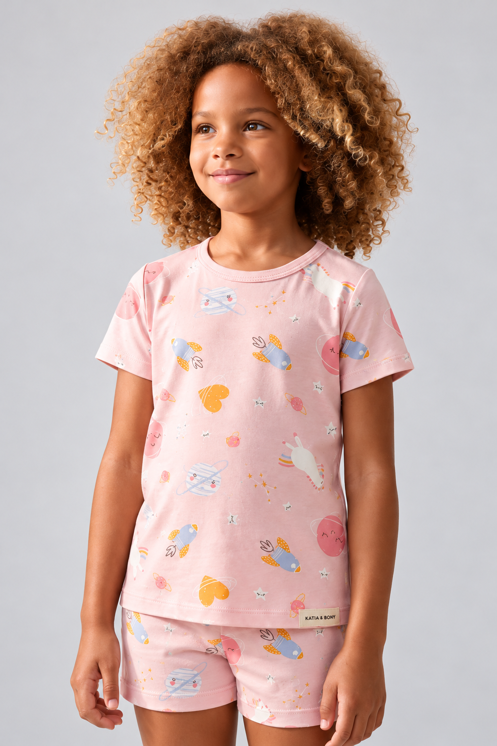 UNICORN PACKAGED GIRL'S SHORTS SET PINK