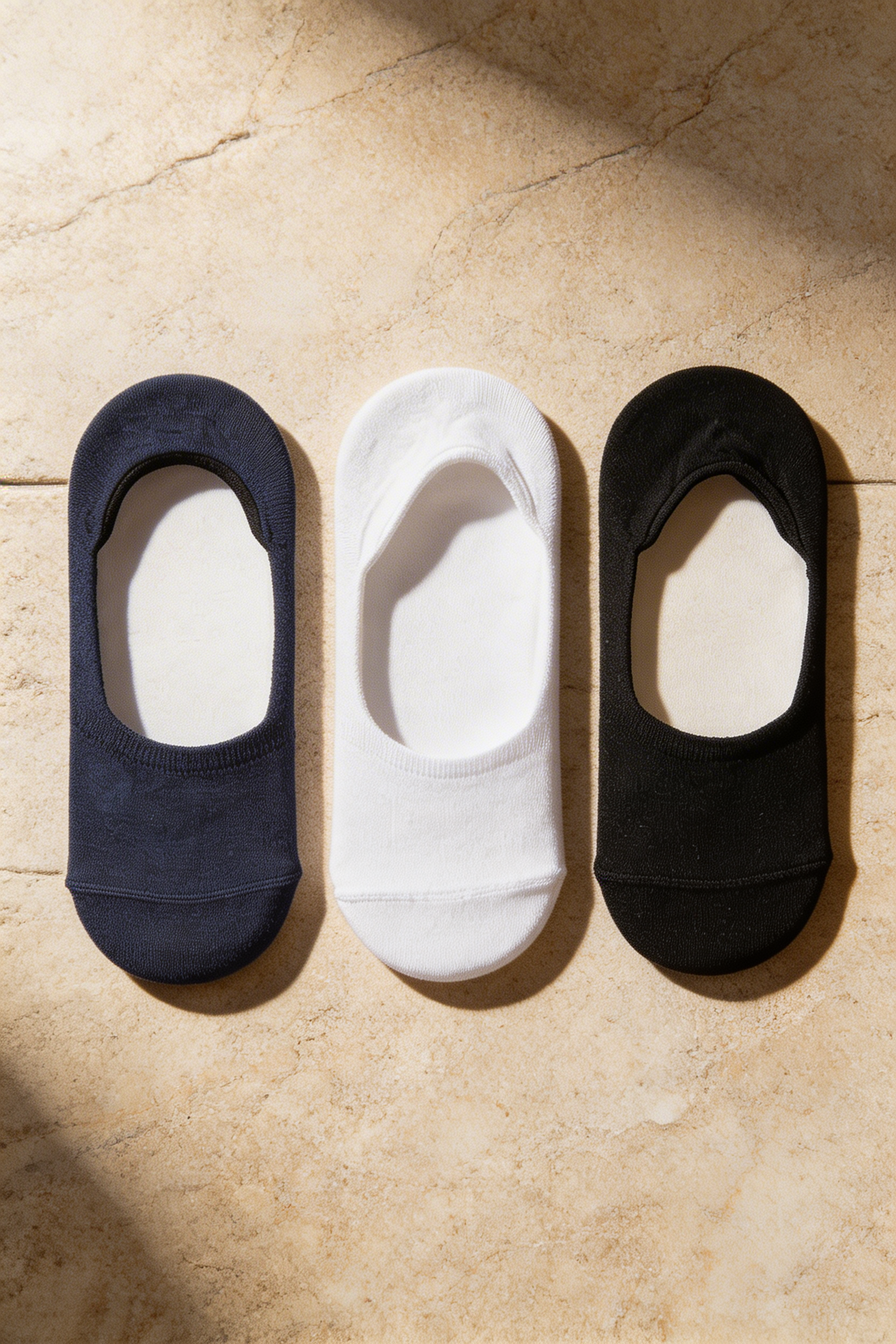 3PCK  BASIC MEN INVISIBLE SOCKS WHITE/NAVY/BLACK